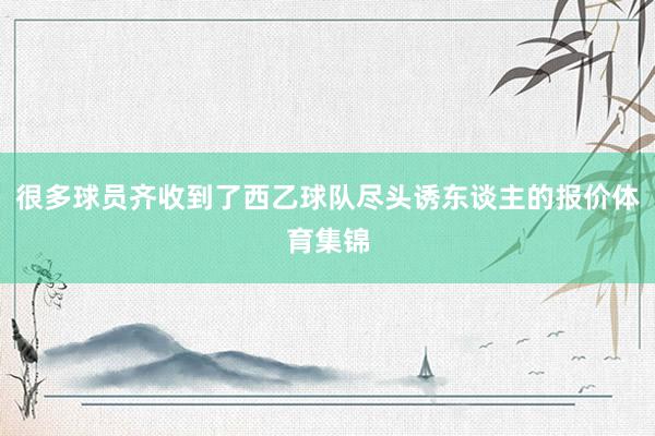 很多球员齐收到了西乙球队尽头诱东谈主的报价体育集锦