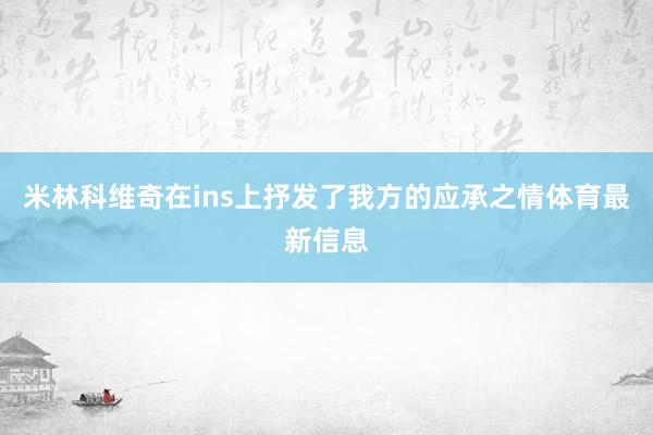 米林科维奇在ins上抒发了我方的应承之情体育最新信息