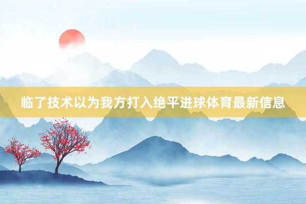 临了技术以为我方打入绝平进球体育最新信息