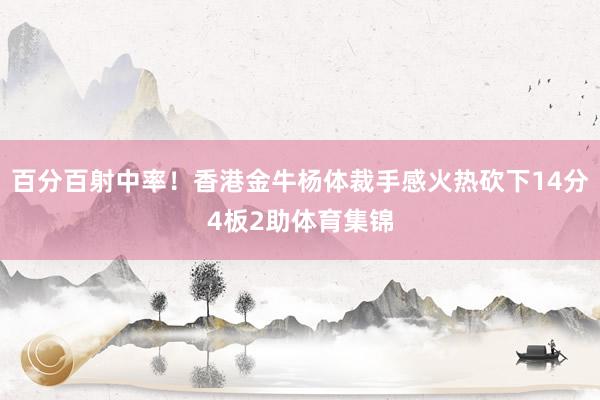 百分百射中率！香港金牛杨体裁手感火热砍下14分4板2助体育集锦