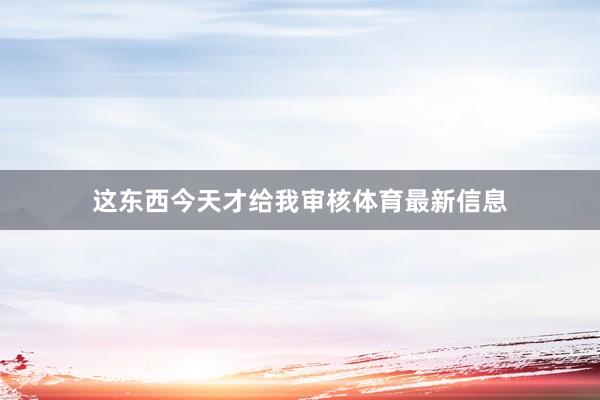 这东西今天才给我审核体育最新信息