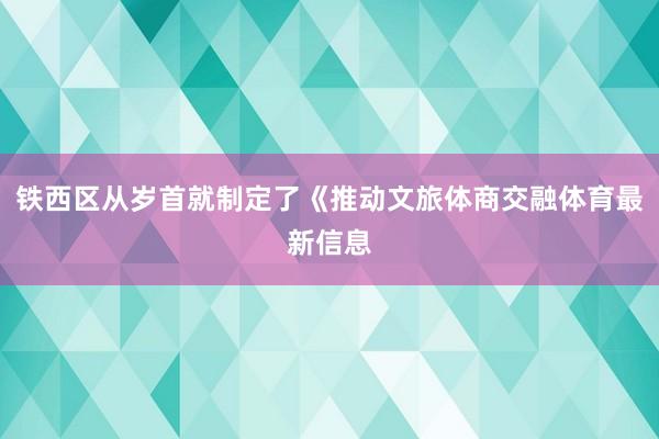 铁西区从岁首就制定了《推动文旅体商交融体育最新信息