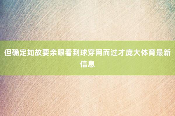 但确定如故要亲眼看到球穿网而过才庞大体育最新信息