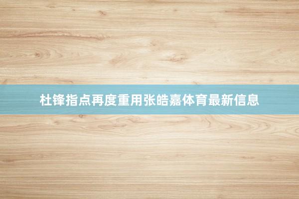 杜锋指点再度重用张皓嘉体育最新信息