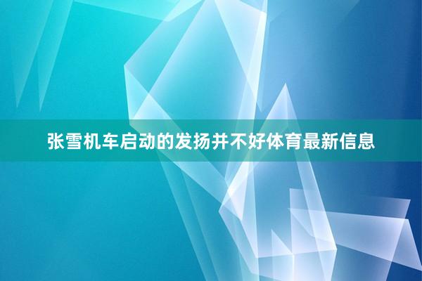 张雪机车启动的发扬并不好体育最新信息